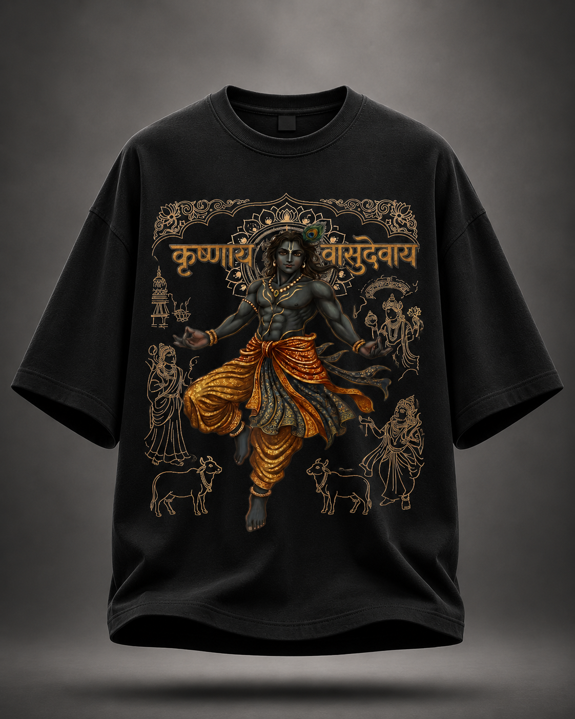 Krishnaya Vasudevaya – Divine Krishna Oversized T-Shirt
