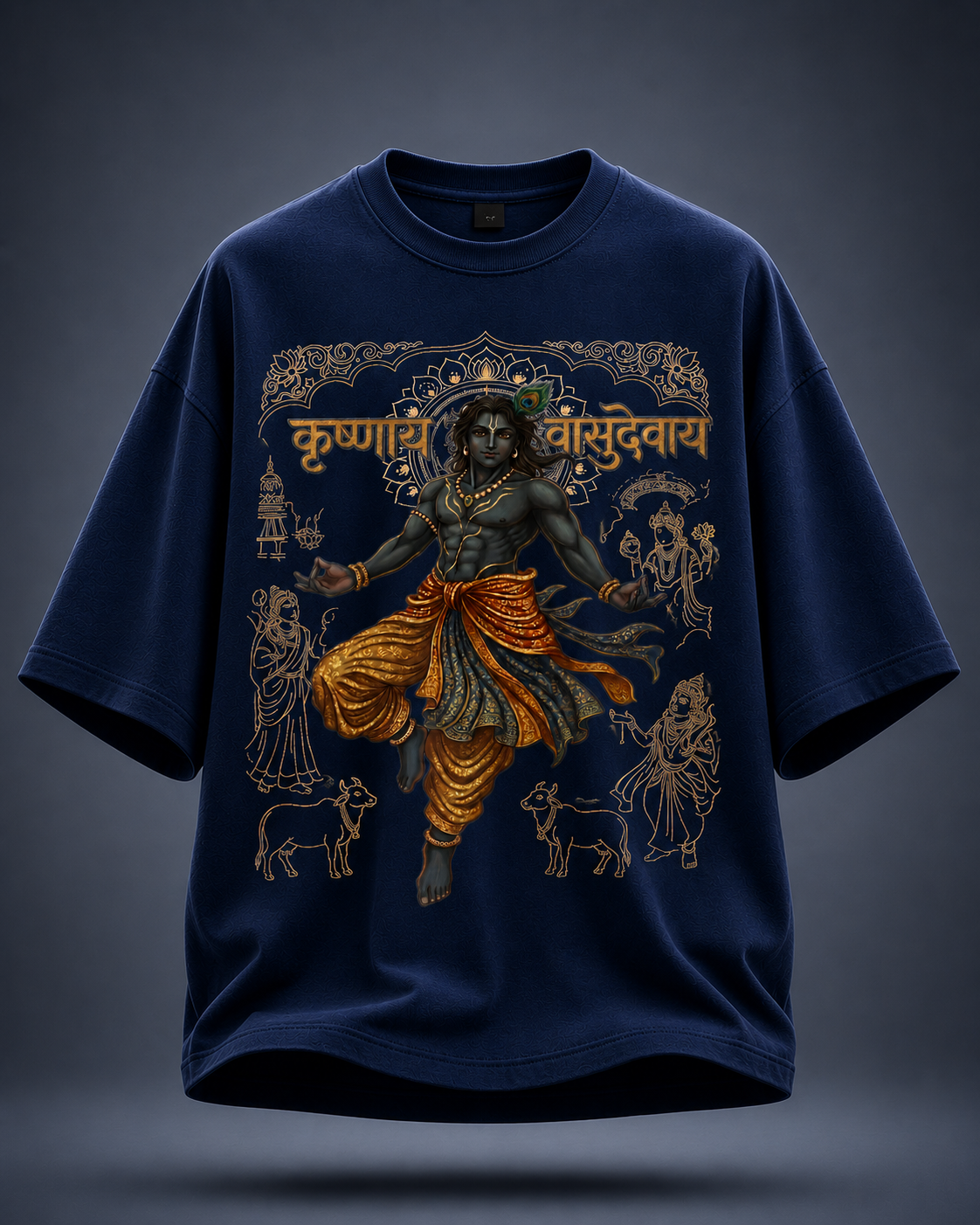 Krishnaya Vasudevaya – Divine Krishna Oversized T-Shirt