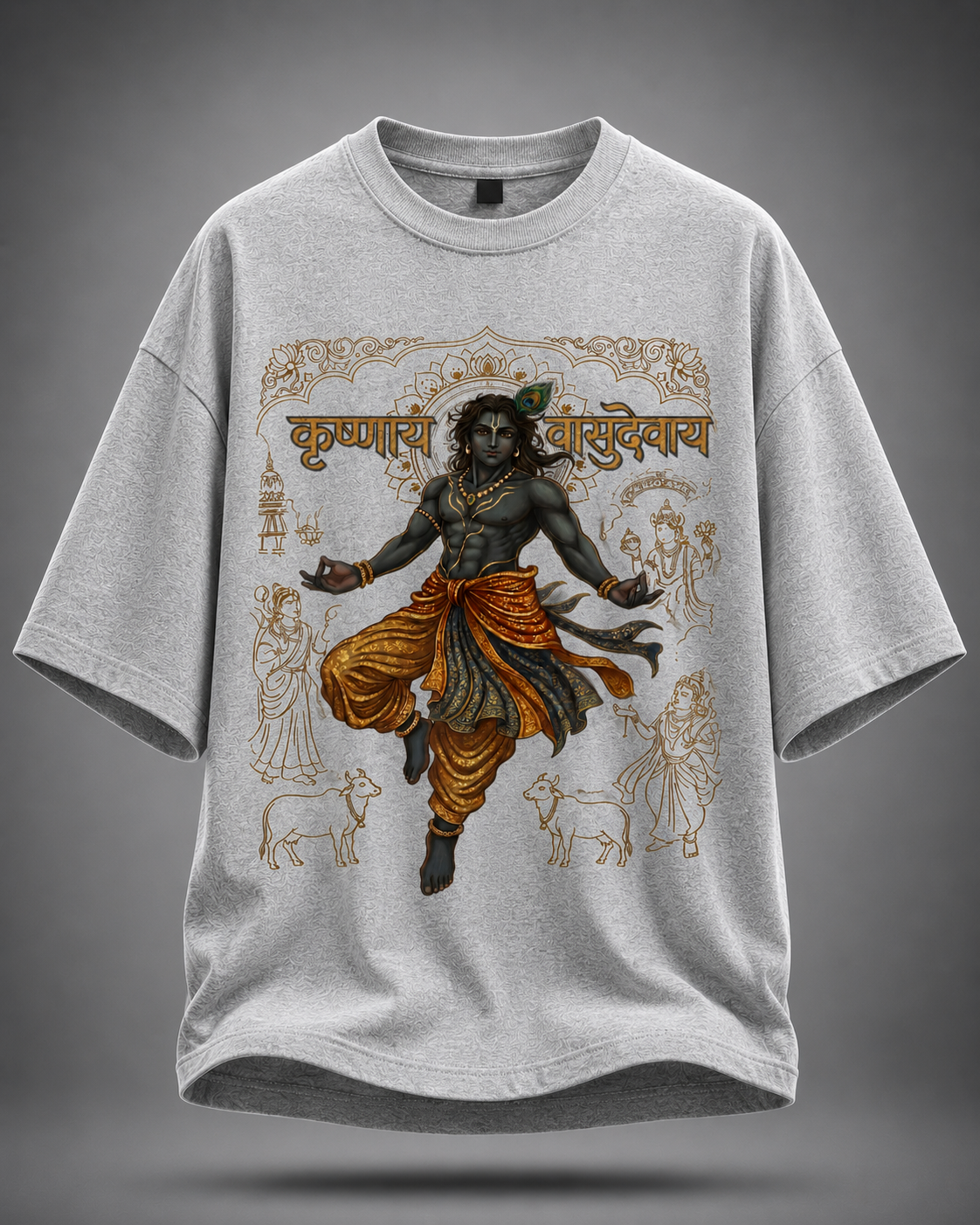 Krishnaya Vasudevaya – Divine Krishna Oversized T-Shirt