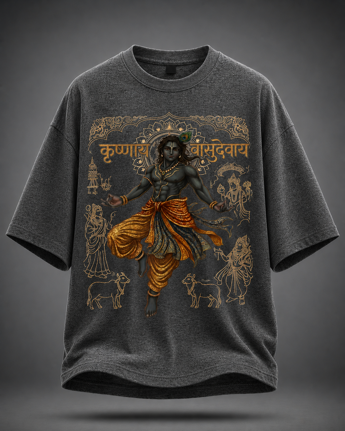Krishnaya Vasudevaya – Divine Krishna Oversized T-Shirt