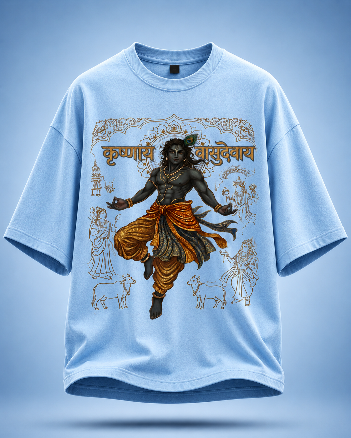 Krishnaya Vasudevaya – Divine Krishna Oversized T-Shirt