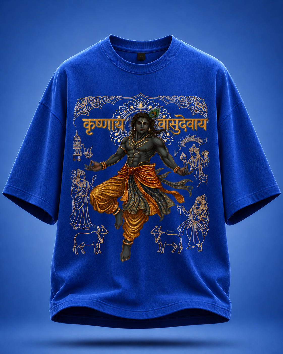 Krishnaya Vasudevaya – Divine Krishna Oversized T-Shirt