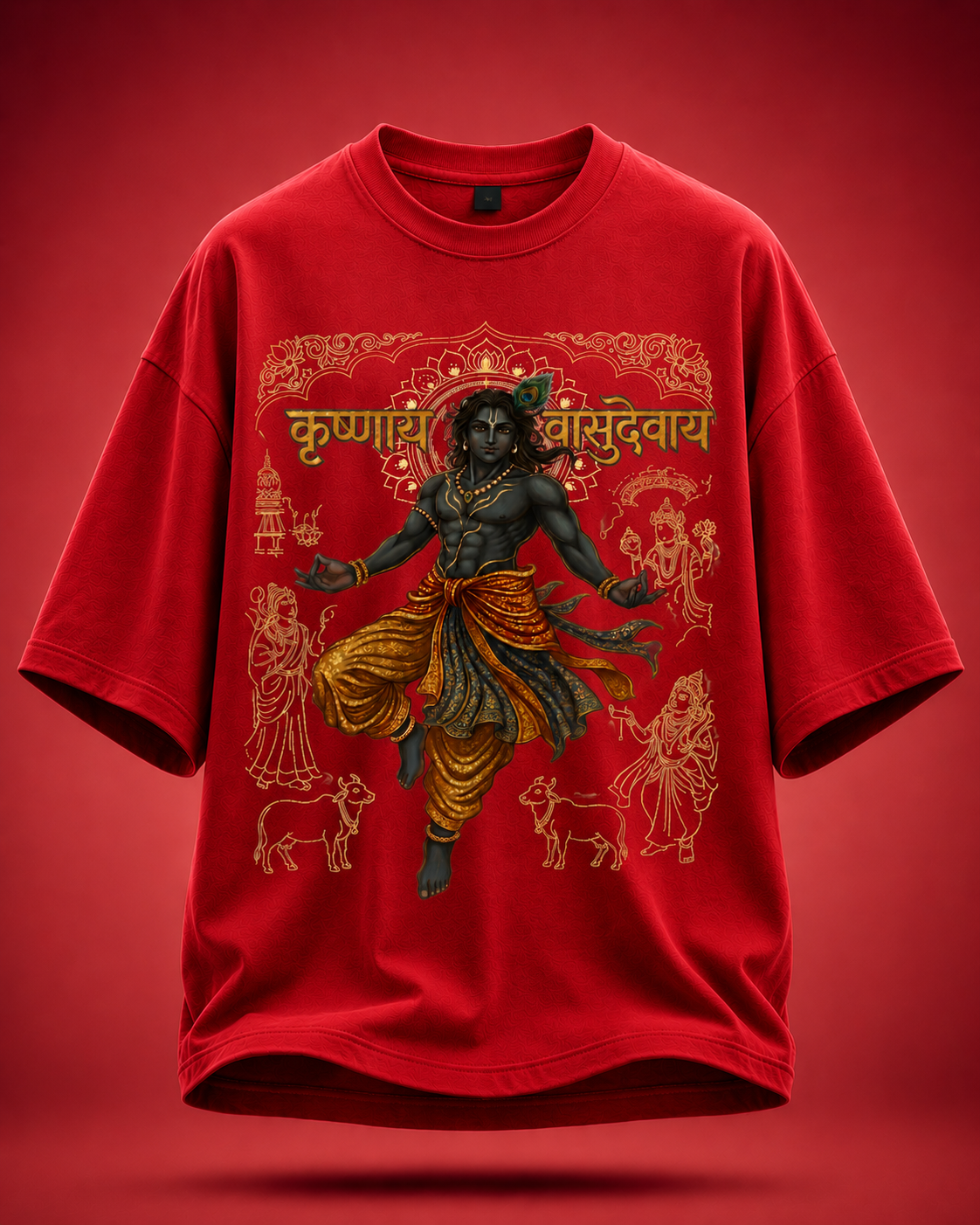 Krishnaya Vasudevaya – Divine Krishna Oversized T-Shirt