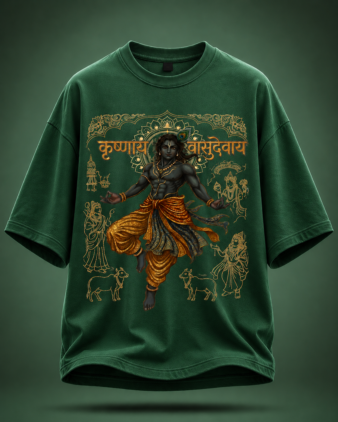 Krishnaya Vasudevaya – Divine Krishna Oversized T-Shirt