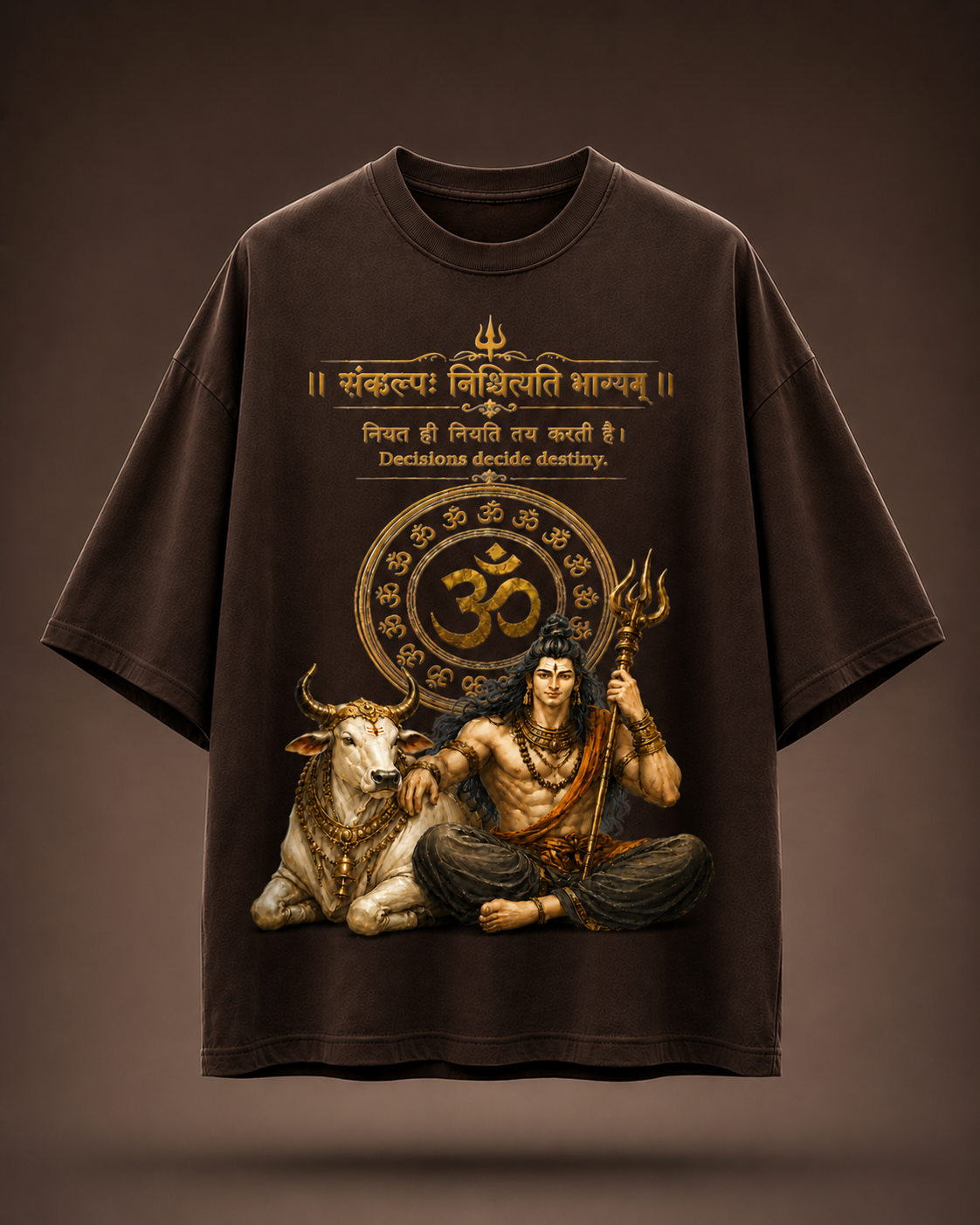 Lord Shiva & Nandi Oversized Graphic Tee – Off-White