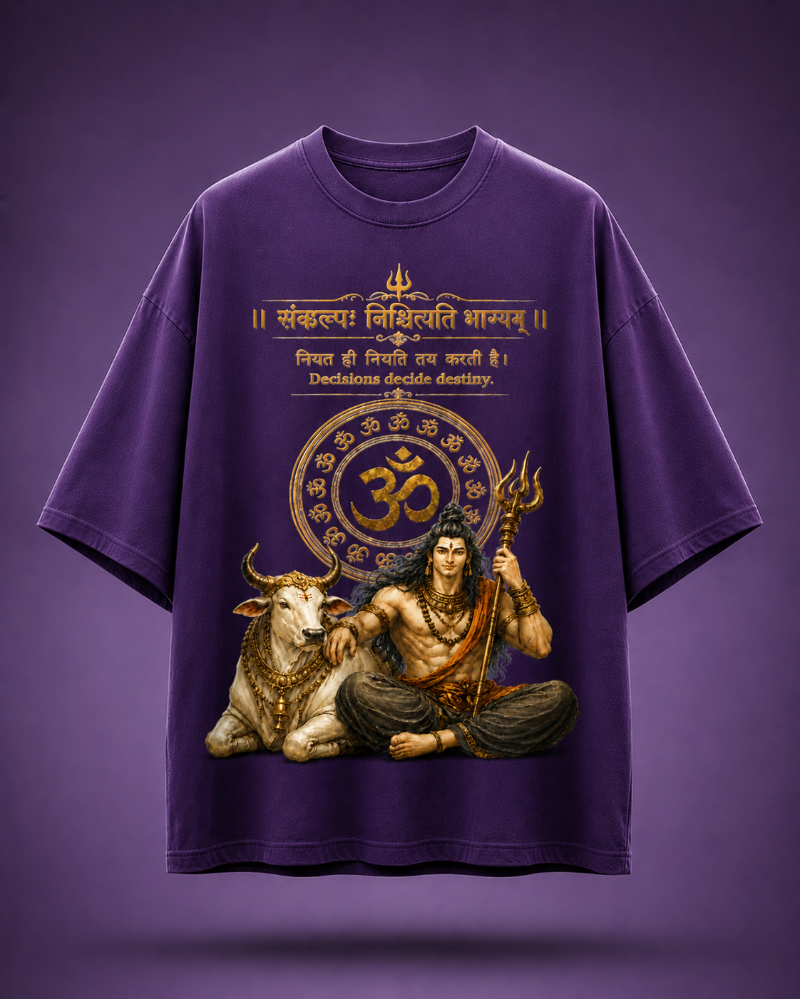 Lord Shiva & Nandi Oversized Graphic Tee – Off-White