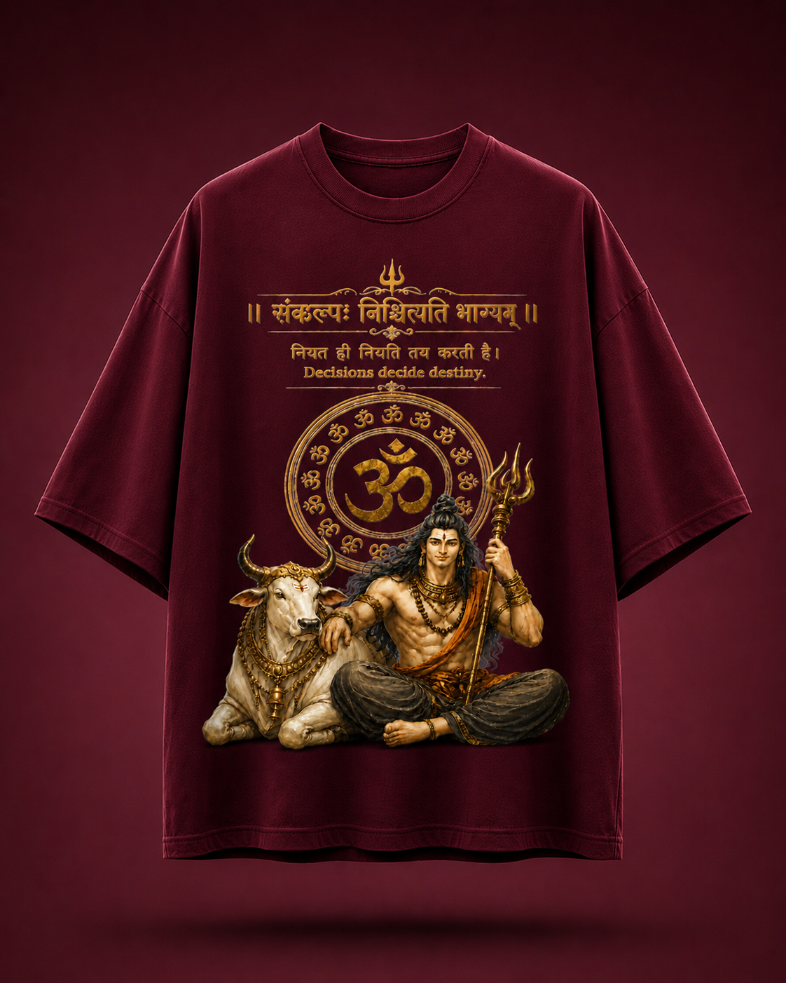 Lord Shiva & Nandi Oversized Graphic Tee – Off-White