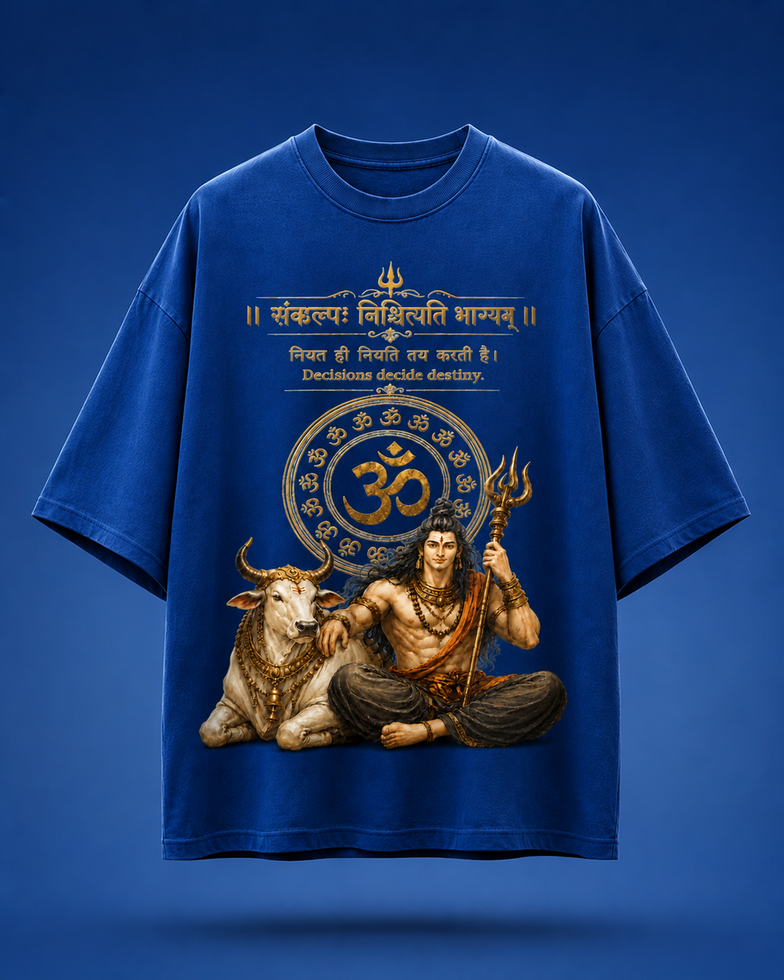 Lord Shiva & Nandi Oversized Graphic Tee – Off-White