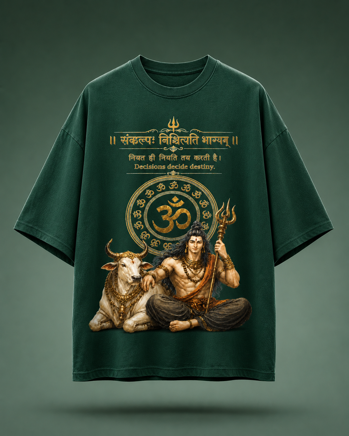 Lord Shiva & Nandi Oversized Graphic Tee – Off-White