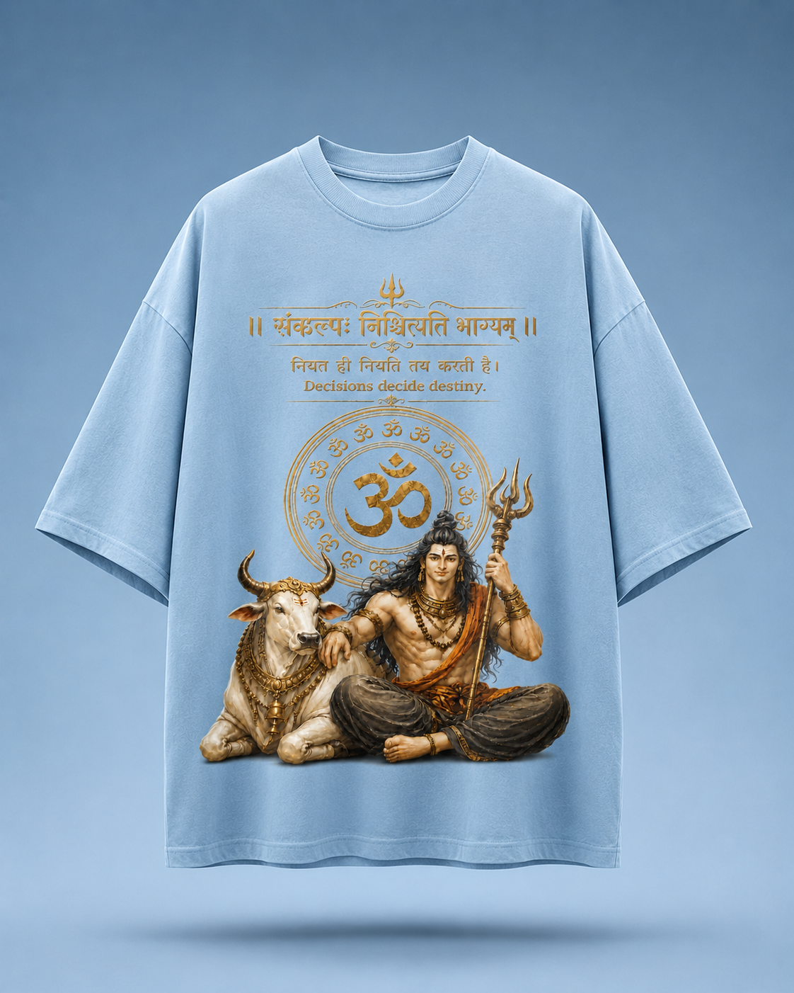 Lord Shiva & Nandi Oversized Graphic Tee – Off-White