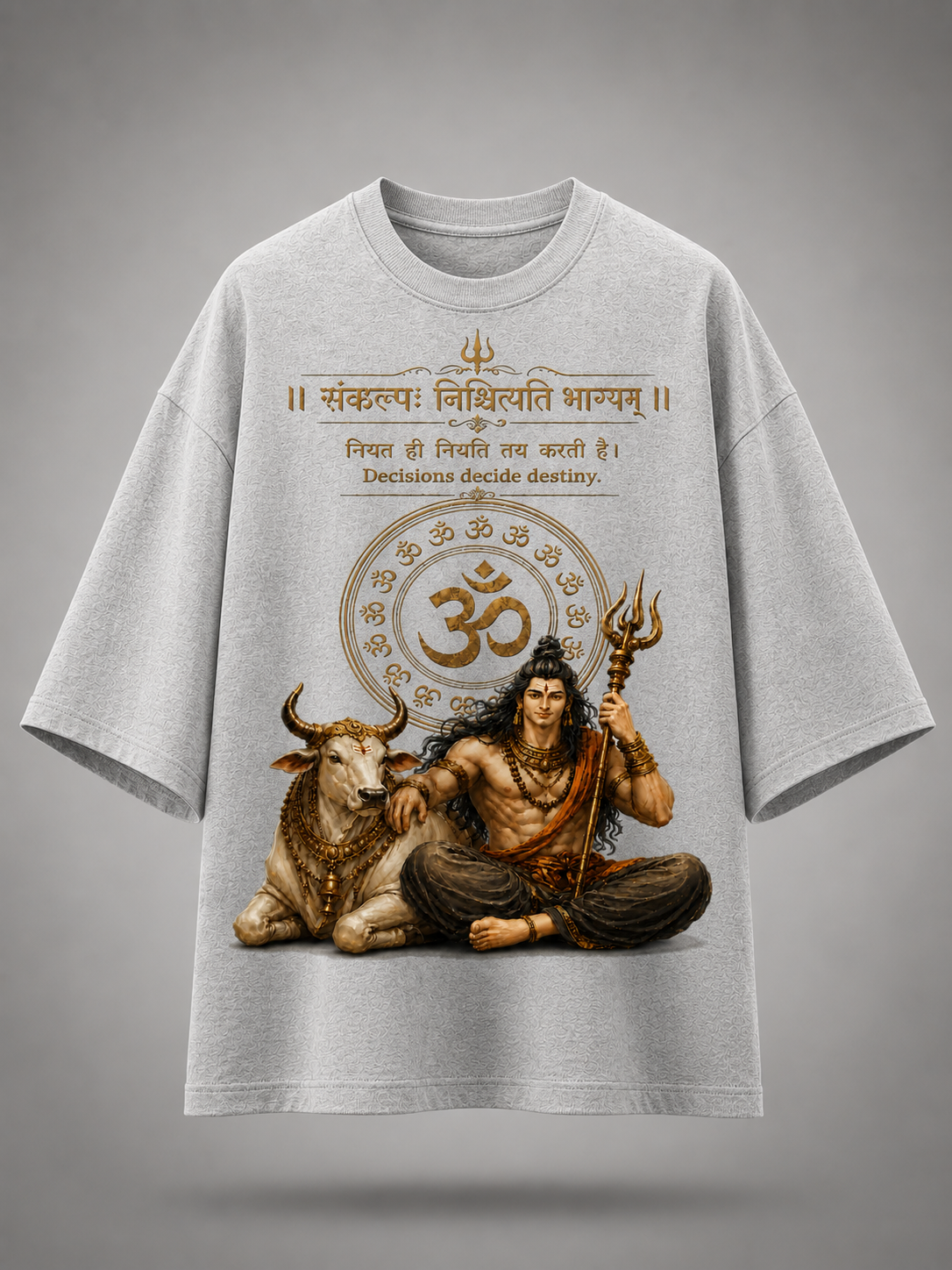 Lord Shiva & Nandi Oversized Graphic Tee – Off-White