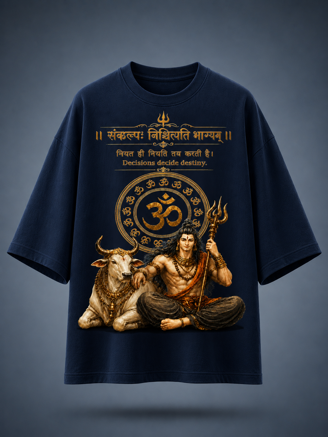 Lord Shiva & Nandi Oversized Graphic Tee – Off-White