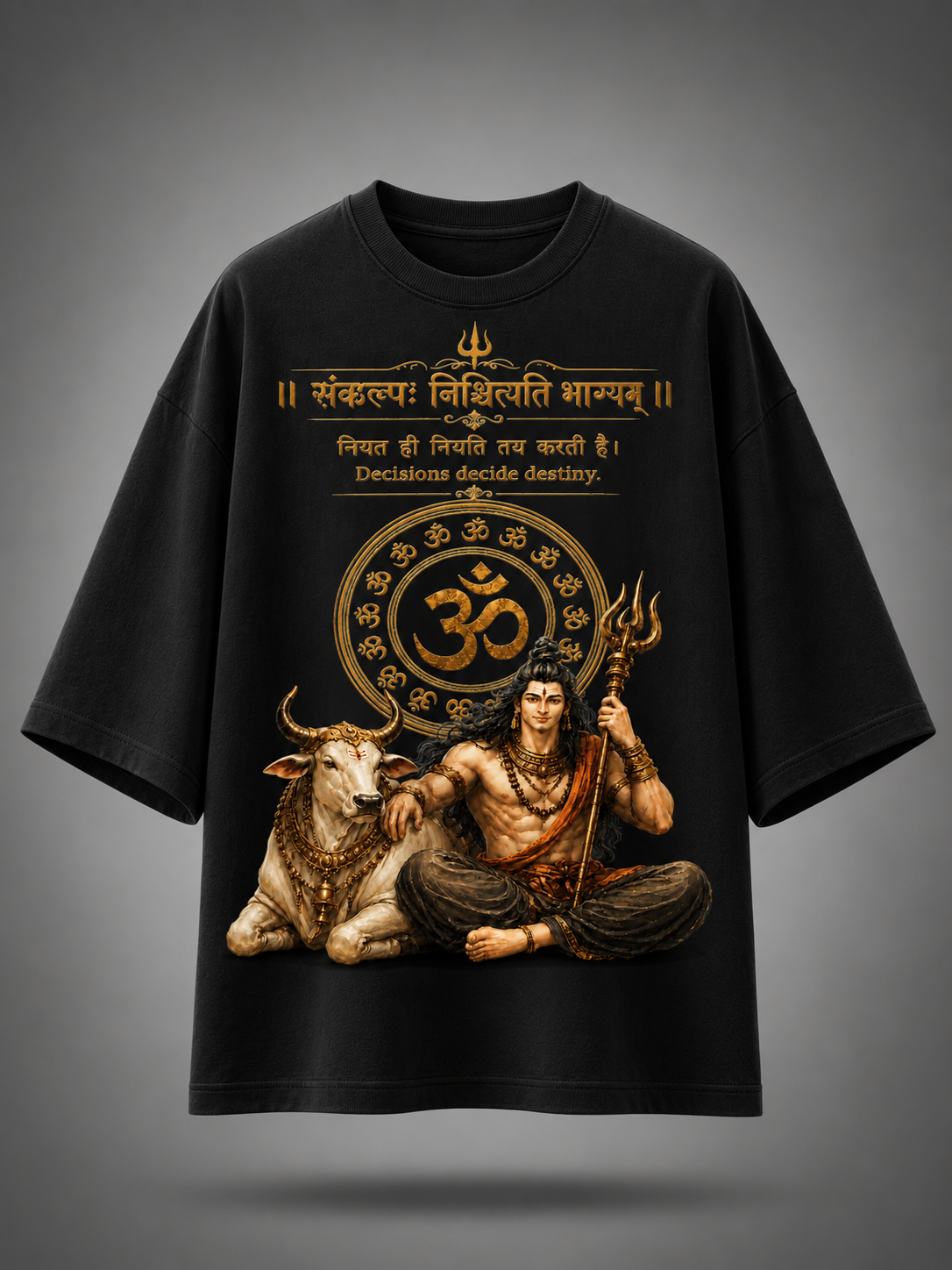Lord Shiva & Nandi Oversized Graphic Tee – Off-White
