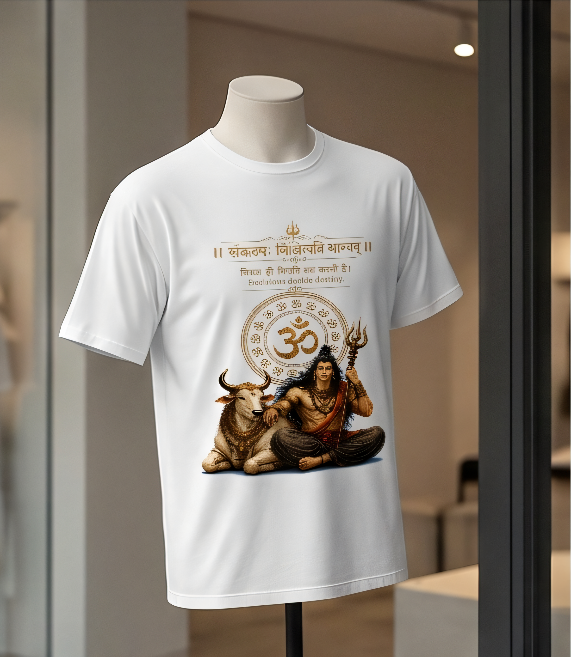Lord Shiva & Nandi Oversized Graphic Tee – Off-White