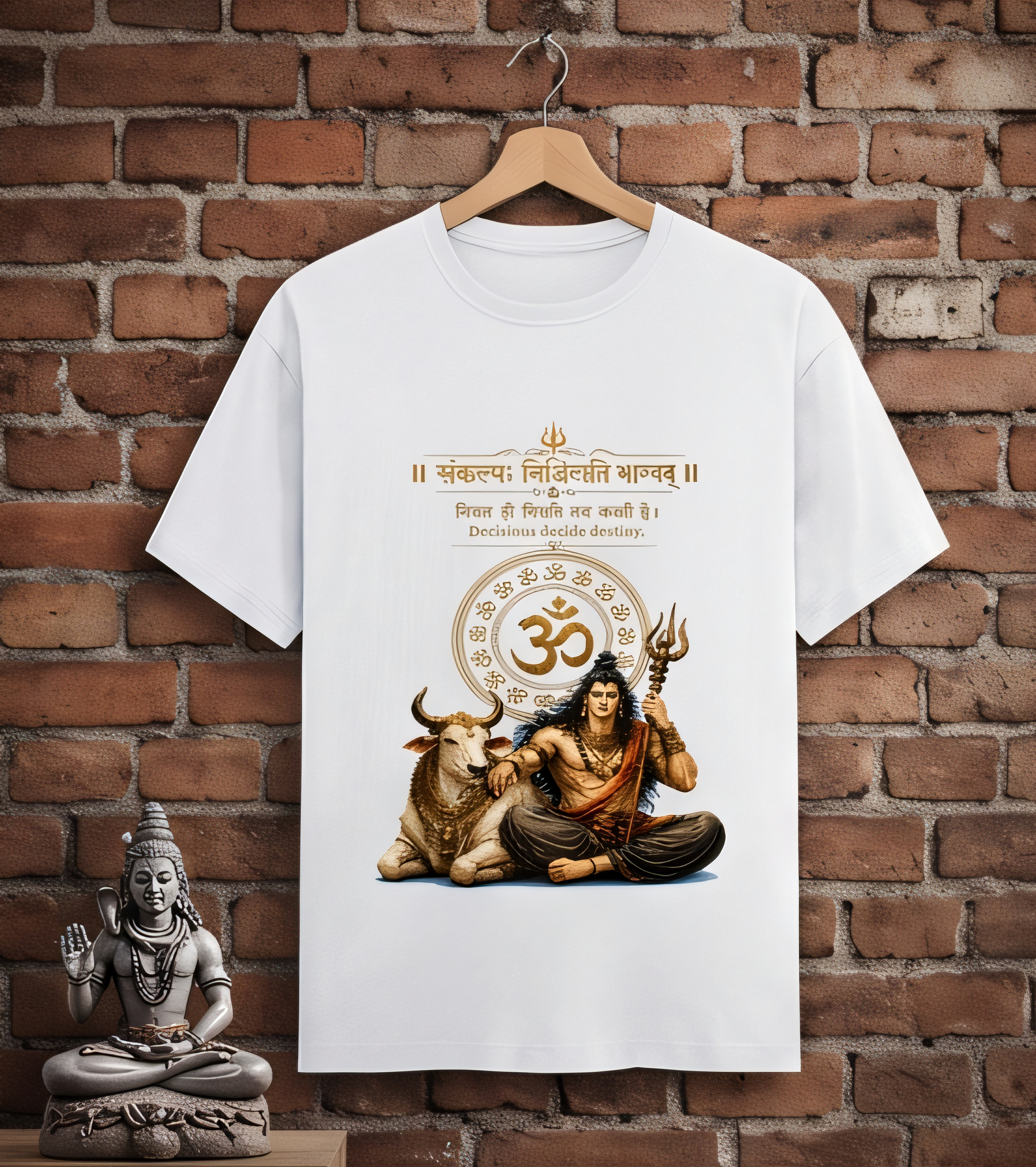 Lord Shiva & Nandi Oversized Graphic Tee – Off-White