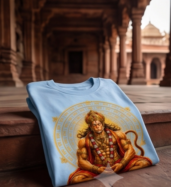 Mahavir Hanuman Mandala Art Men's Premium Cotton T-Shirt