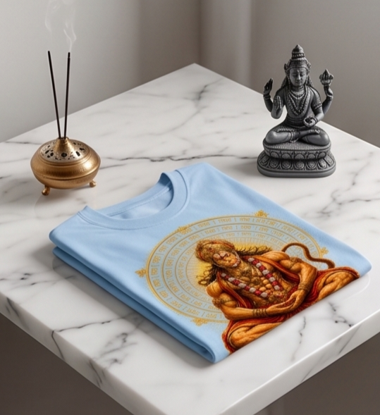 Mahavir Hanuman Mandala Art Men's Premium Cotton T-Shirt